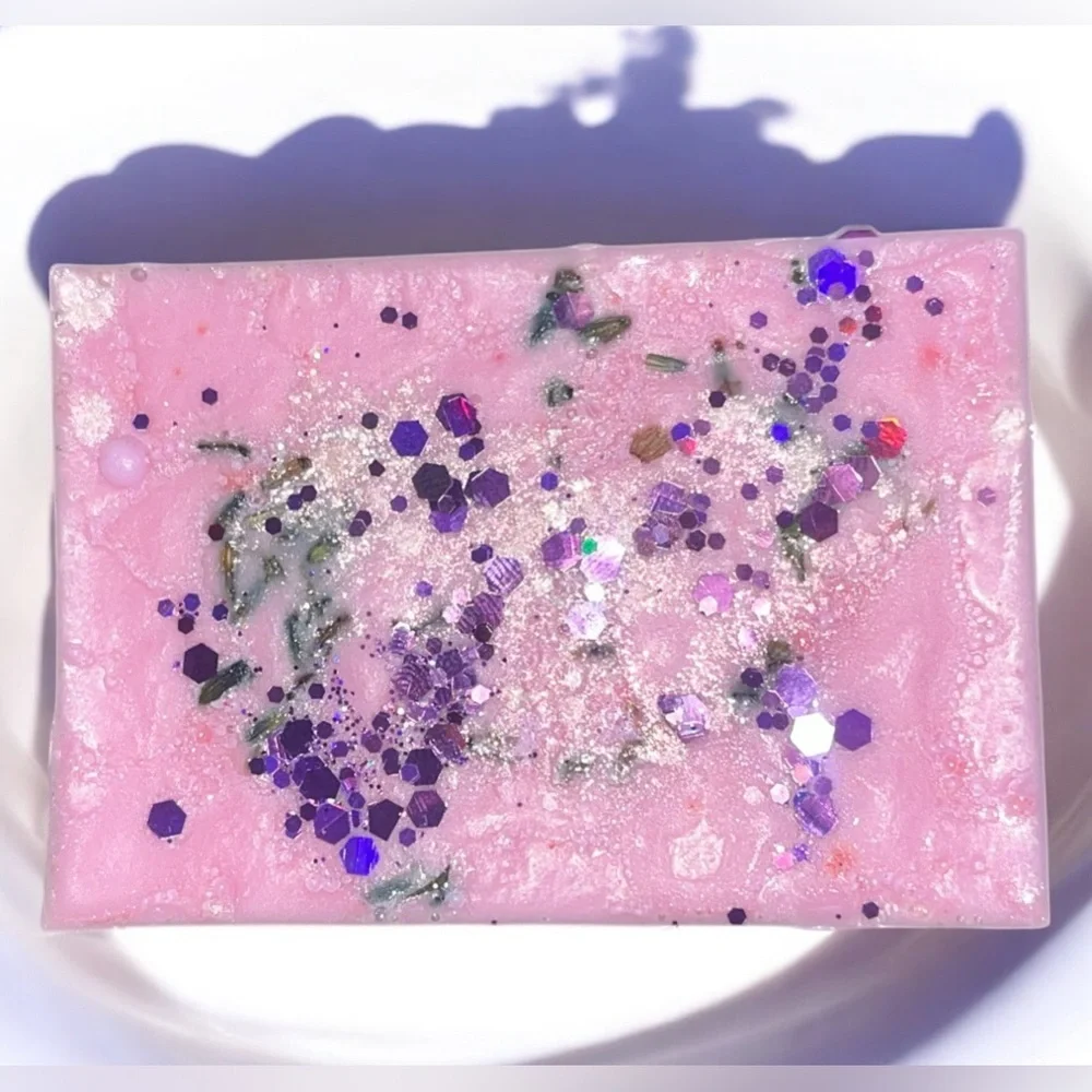 Cherry lime SHIMMER soap handmade goat milk & oatmeal butter 2x3in 4.5oz